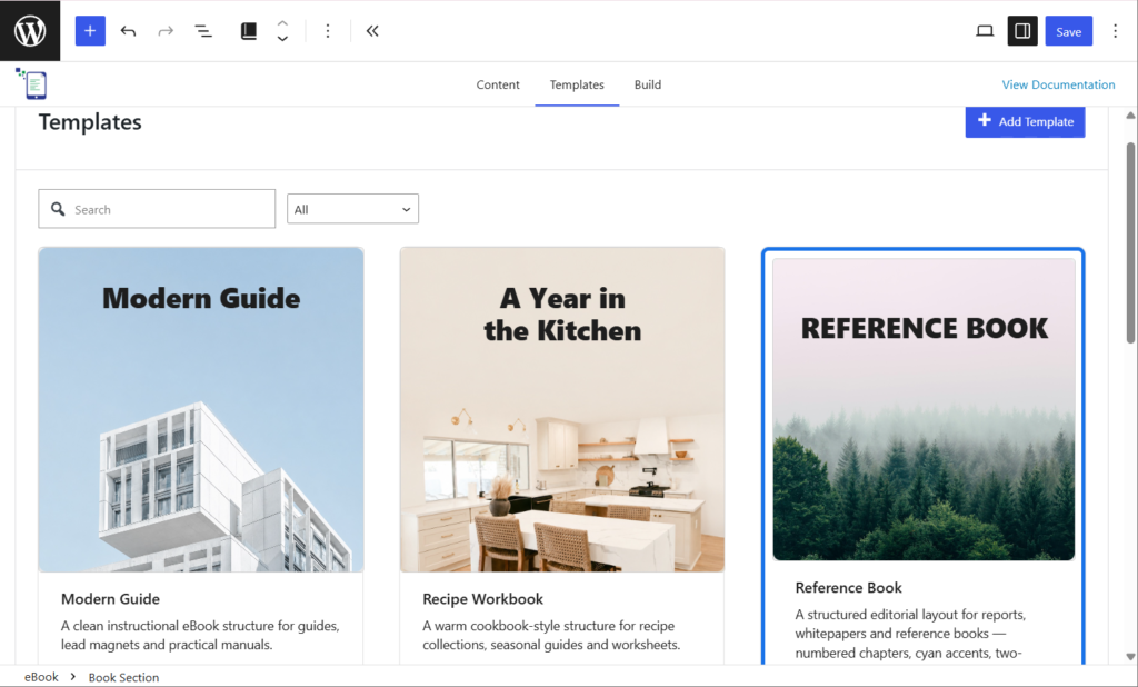 Set up the layout for your eBook using one of the pre-built Templates or create your own.