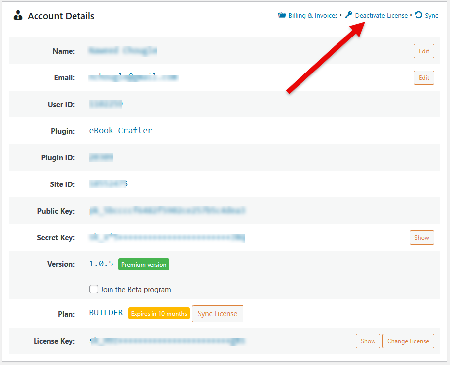 How Licensing Works 2 eBook Crafter Account Details Screen