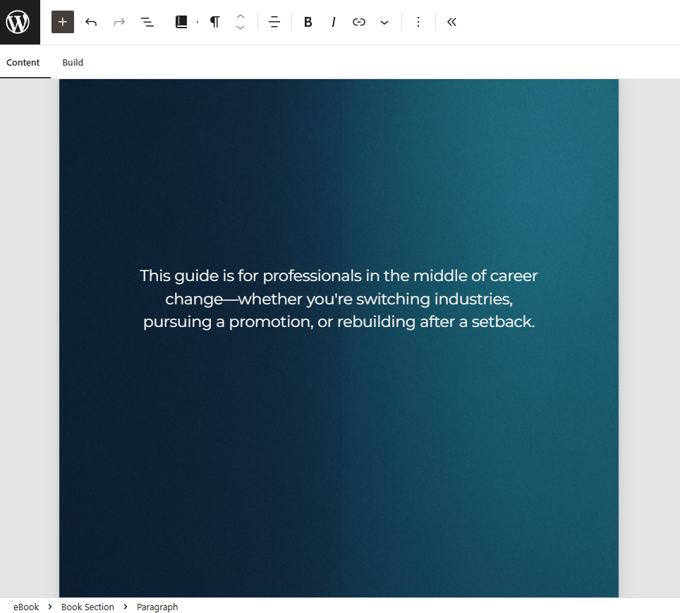 The Back Cover block, with relevant text added. 