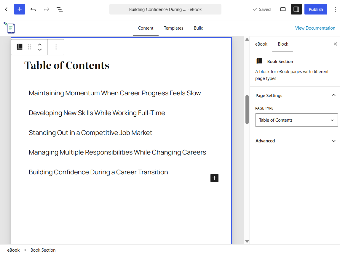 How to Generate ROI from a Life Coaching Website With an eBook 20 The Table of Contents block type of the Book Section block.