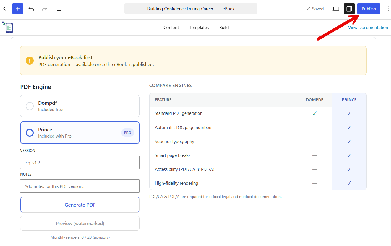 How to Generate ROI from a Life Coaching Website With an eBook 22 The Build tab of the eBook Crafter plugin, where eBooks can be exported.