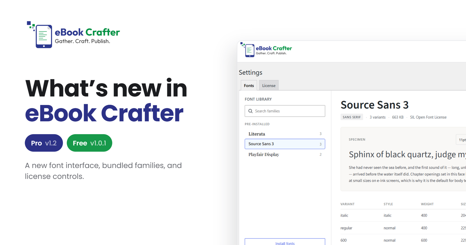 What's new in eBook Crafter Pro v1.2 and the free plugin's v1.0.1 1 What’s new in eBook Crafter Pro v1.2 and the free plugin’s v1.0.1